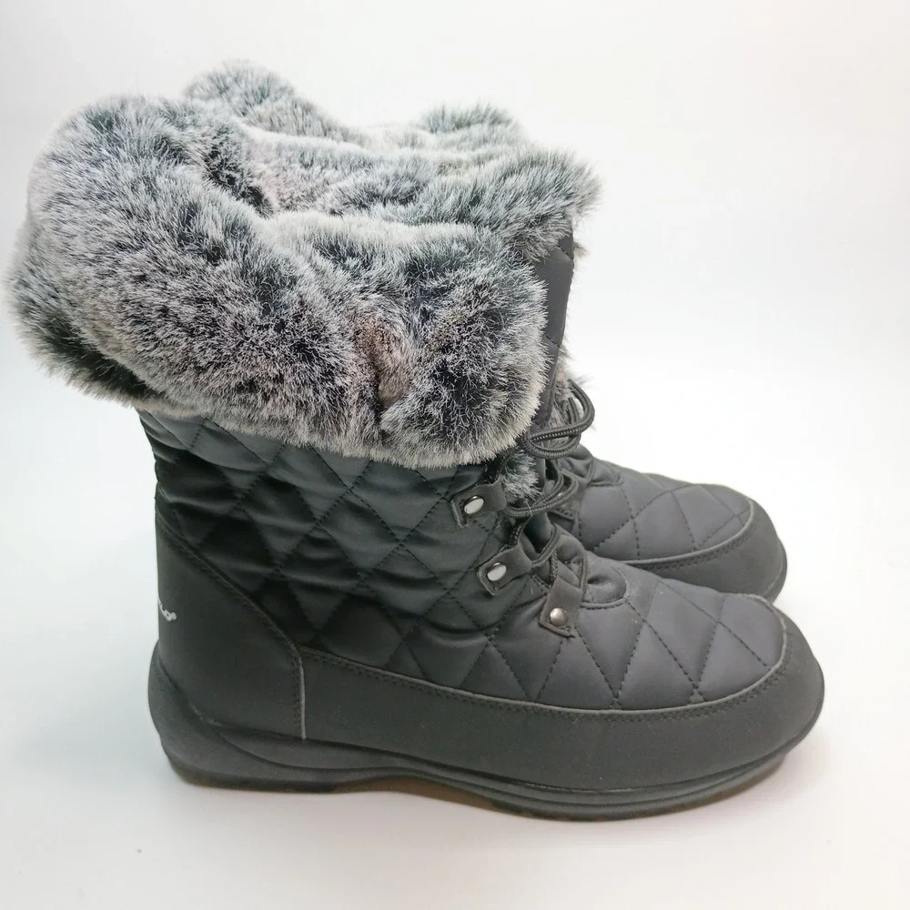 Arctic Shield Womens Black Quilted Faux Fur Winter Snow Boots ASW-B104-BLK Sz 9M